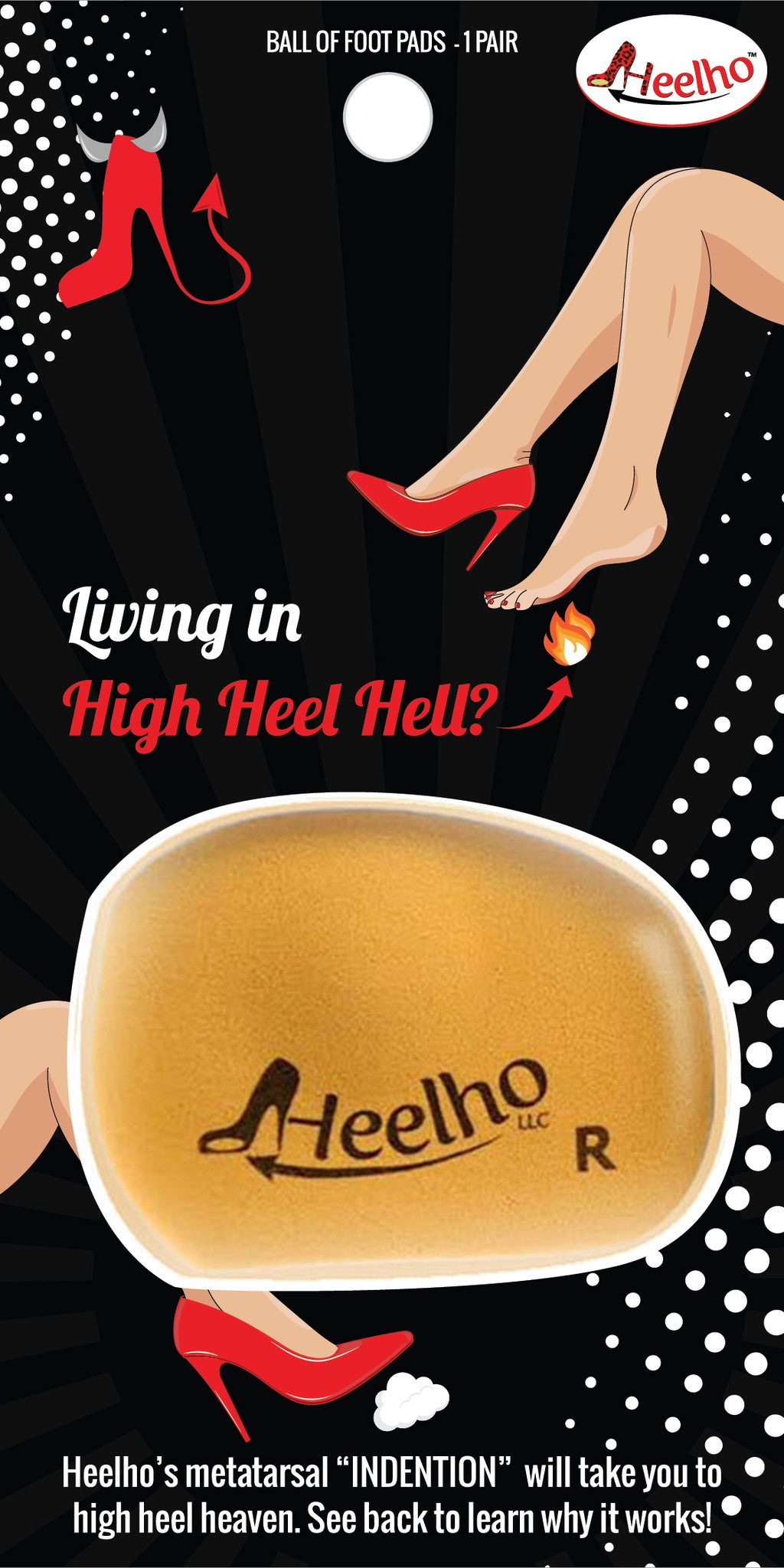 Heelho High Heel Inserts- Front of Package